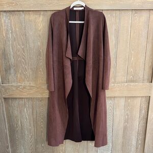 JustFab Rich Brown Suede Lightweight Trench Coat
